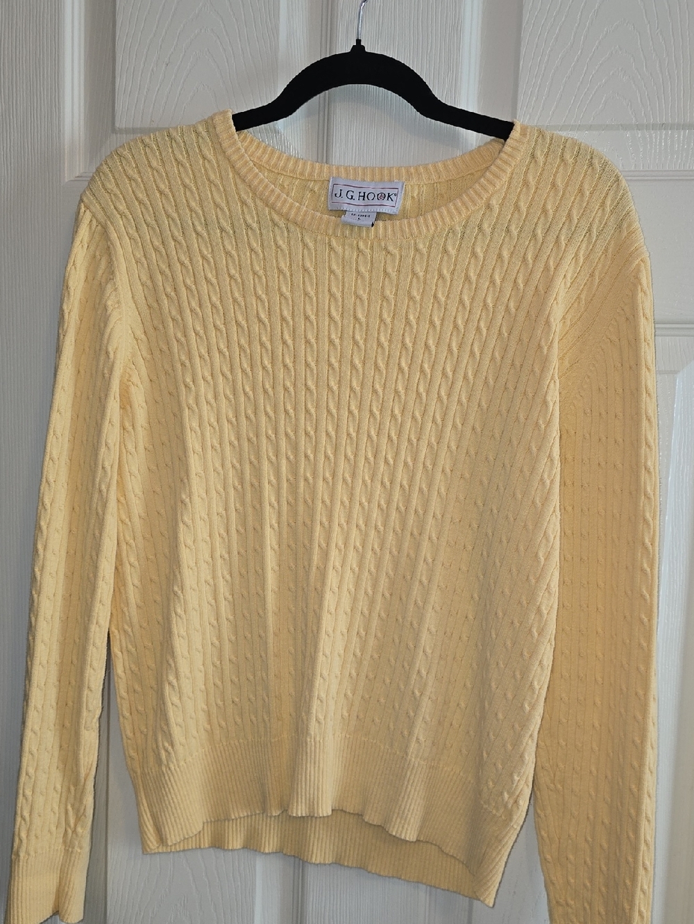 J. G. Hook Soft Pale Yellow Cable Knit Sweater